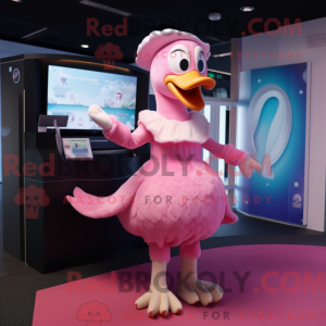 Rosa svanemaskotdraktfigur...