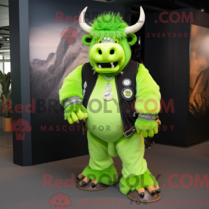 Lime Green Bison mascotte...