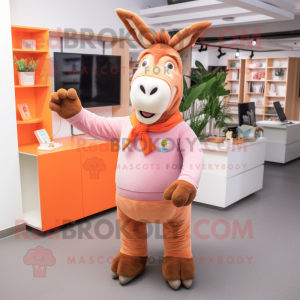 Peach Donkey maskot kostume...