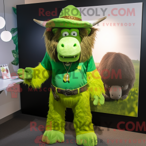 Limegrøn bison maskot...
