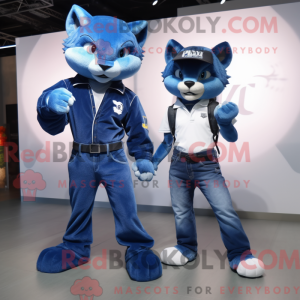 Blå Puma maskot drakt...