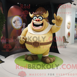 Tan Ogre maskot kostume...