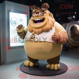Tan Ogre maskot kostume...