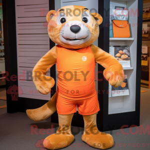 Orange Otter mascot costume...