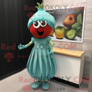 Teal Tomato mascot costume...