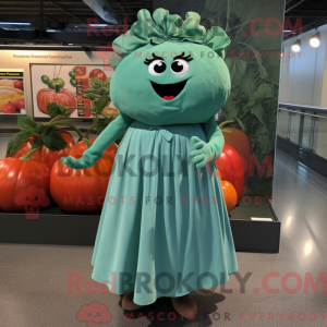 Teal Tomato mascot costume...