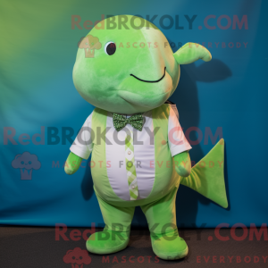 Lime Green Narwhal mascot...