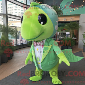 Lime Green Narwhal mascot...