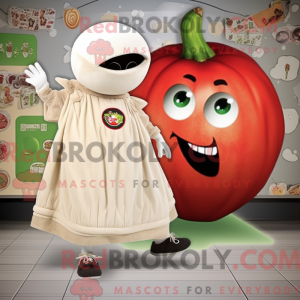 Beige tomatmaskotdraktfigur...