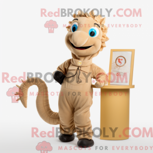 Tan Seahorse maskot kostume...