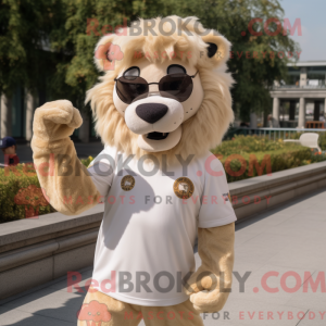 Beige Tamer Lion mascot...
