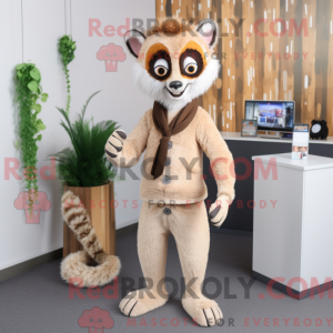 Beige Lemur mascottekostuum...