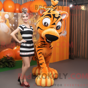 Orange Zebra maskot kostume...