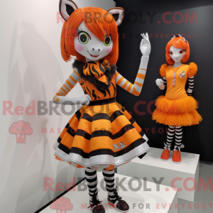 Orange Zebra mascot costume...