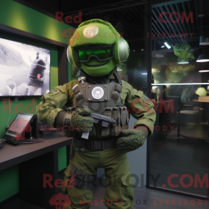 Grøn Para Commando maskot...