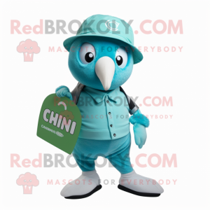 Cyan Kiwi maskot kostym...