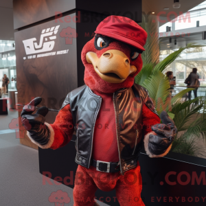 Rød Deinonychus maskot...