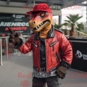Rød Deinonychus maskot...