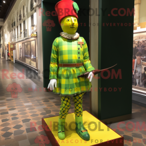 Limoengroen mascottekostuum...