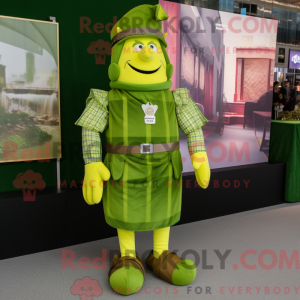 Limoengroen mascottekostuum...