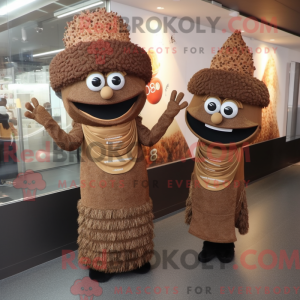 Brown Paella mascot costume...