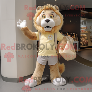 Beige Tamer Lion maskot...