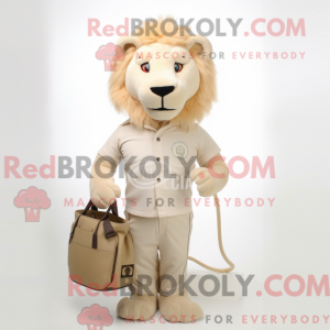 Beige Tamer Lion maskot...