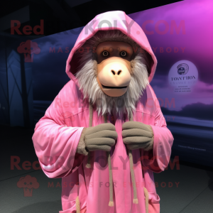 Pink bavian maskot kostume...