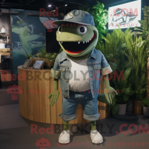 Olive Shark-mascottekostuum...