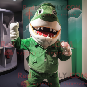 Grøn Shark maskot kostume...