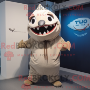 Fantasia de mascote de atum bege com moletom e xales - Mascotes de atum - REBROKO_363268 - RedBrokoly.com