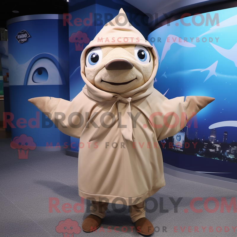 Fantasia de mascote de atum bege com moletom com capuz e xales - Mascotes de atum - REBROKO_363271 - RedBrokoly.com