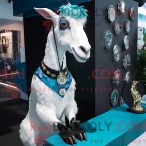 Cyan ged maskot kostume...