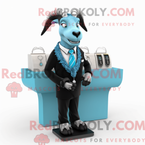 Cyan geit maskot drakt...
