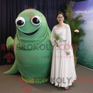Grøn Pukkelhval maskot...