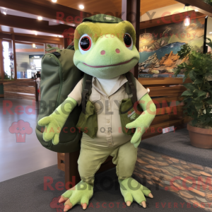 Olive Geckos maskot kostume...