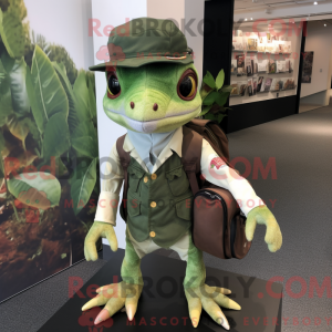 Olive Geckos maskot kostume...