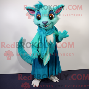 Cyan Chupacabra Maskottchen...
