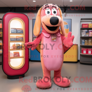 Pink Hot Dog mascot costume...