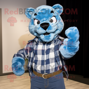 Blauw Puma mascotte kostuum...