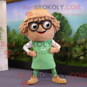 Fantasia de mascote de espinafre bege com bermuda e óculos - Mascotes de espinafre - REBROKO_363478 - RedBrokoly.com