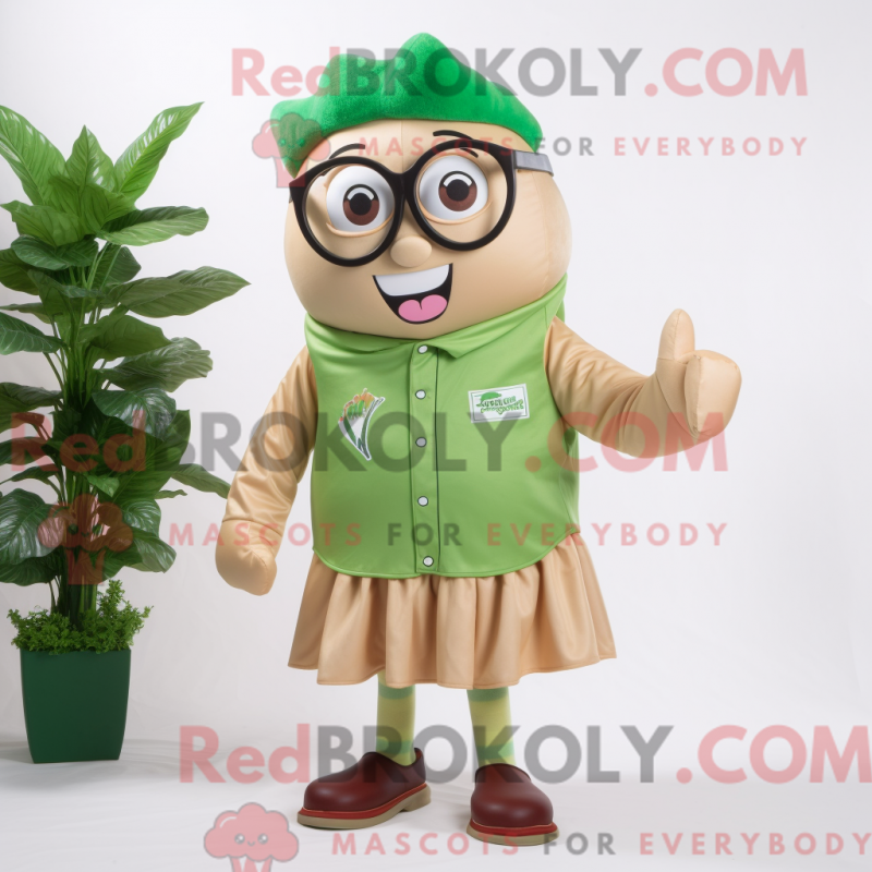 Fantasia de mascote de espinafre bege com bermuda e óculos - Mascotes de espinafre - REBROKO_363479 - RedBrokoly.com