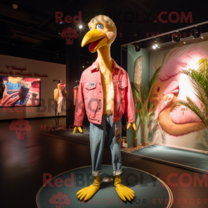 Gold Flamingo maskot drakt...