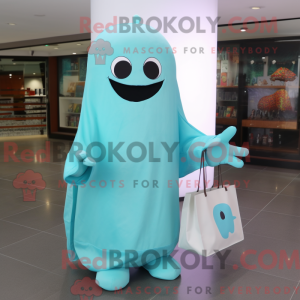 Cyan Ghost-maskotdraktfigur...