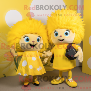 Gul pindsvin maskot kostume...