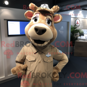 Beige Jersey Cow mascot...