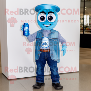 Blue Soda Can maskot...