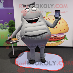 Gray Hamburger mascot...