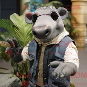 Grå Tapir-maskotdraktfigur...