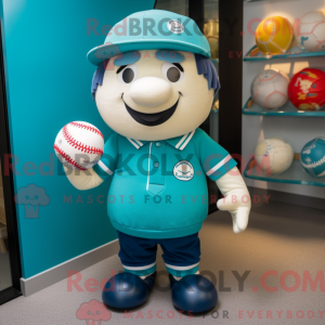 Turquoise Rugby Ball mascot...
